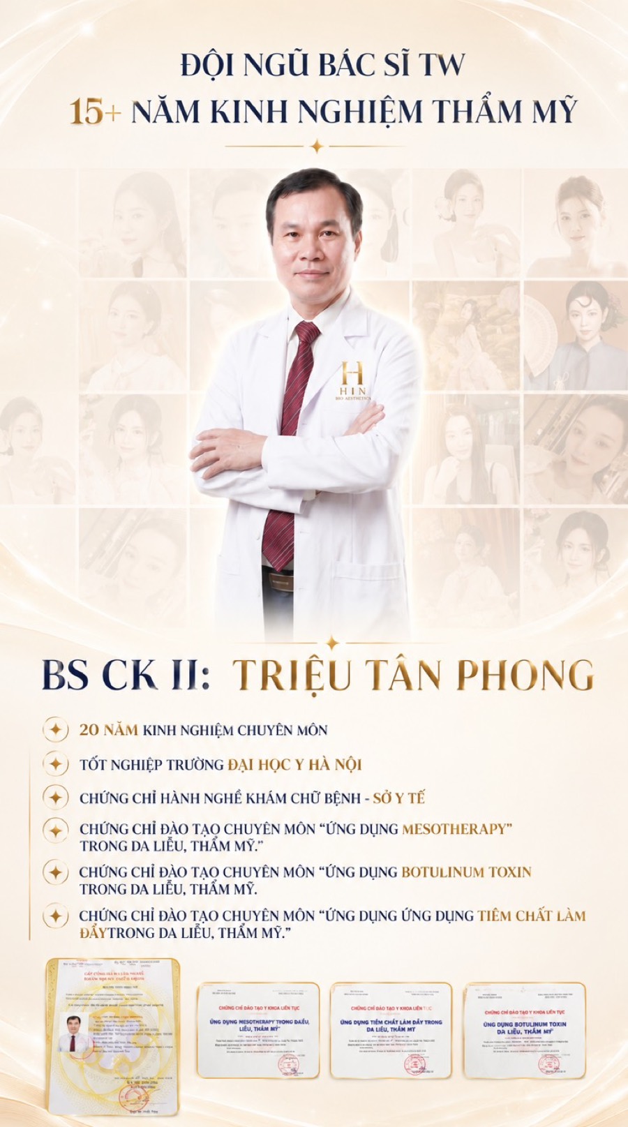 Bác sĩ CK II Triệu Tân Phong — 20 năm kinh nghiệm da liễu thẩm mỹ, HIN BIO AESTHETICS