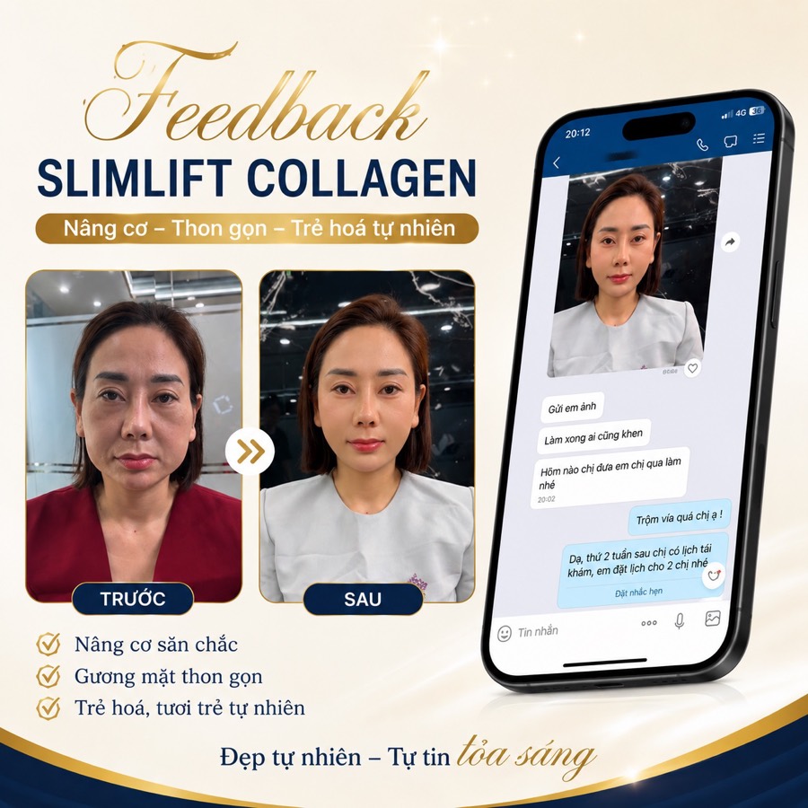 Feedback SlimLift Collagen — nâng cơ, thon gọn, trẻ hóa tự nhiên trước và sau